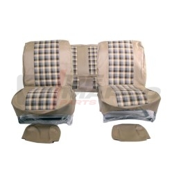 Fundas de asientos "Tartan" beige-marrón-gris para Renault 4 hasta 1980