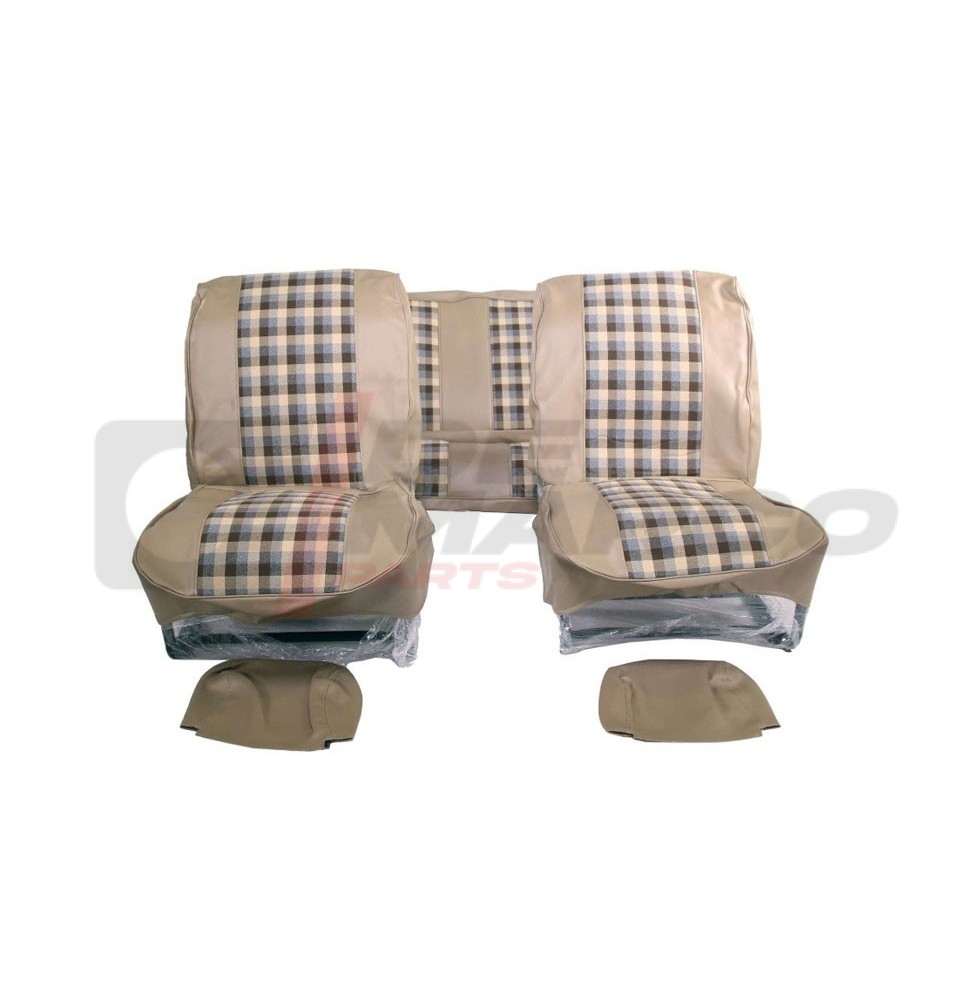 Fundas de asientos "Tartan" beige-marrón-gris para Renault 4 hasta 1980