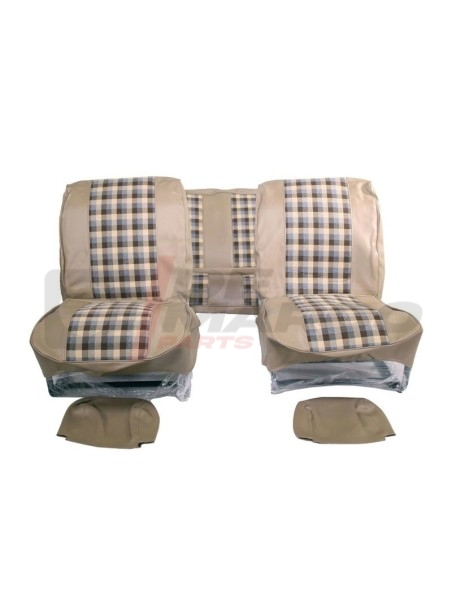Fundas de asientos "Tartan" beige-marrón-gris para Renault 4 hasta 1980