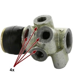 Brake proportioning valve with 4 outlets for R4, R5, R12 and R16