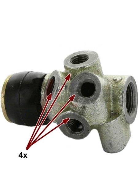 Brake proportioning valve with 4 outlets for R4, R5, R12 and R16